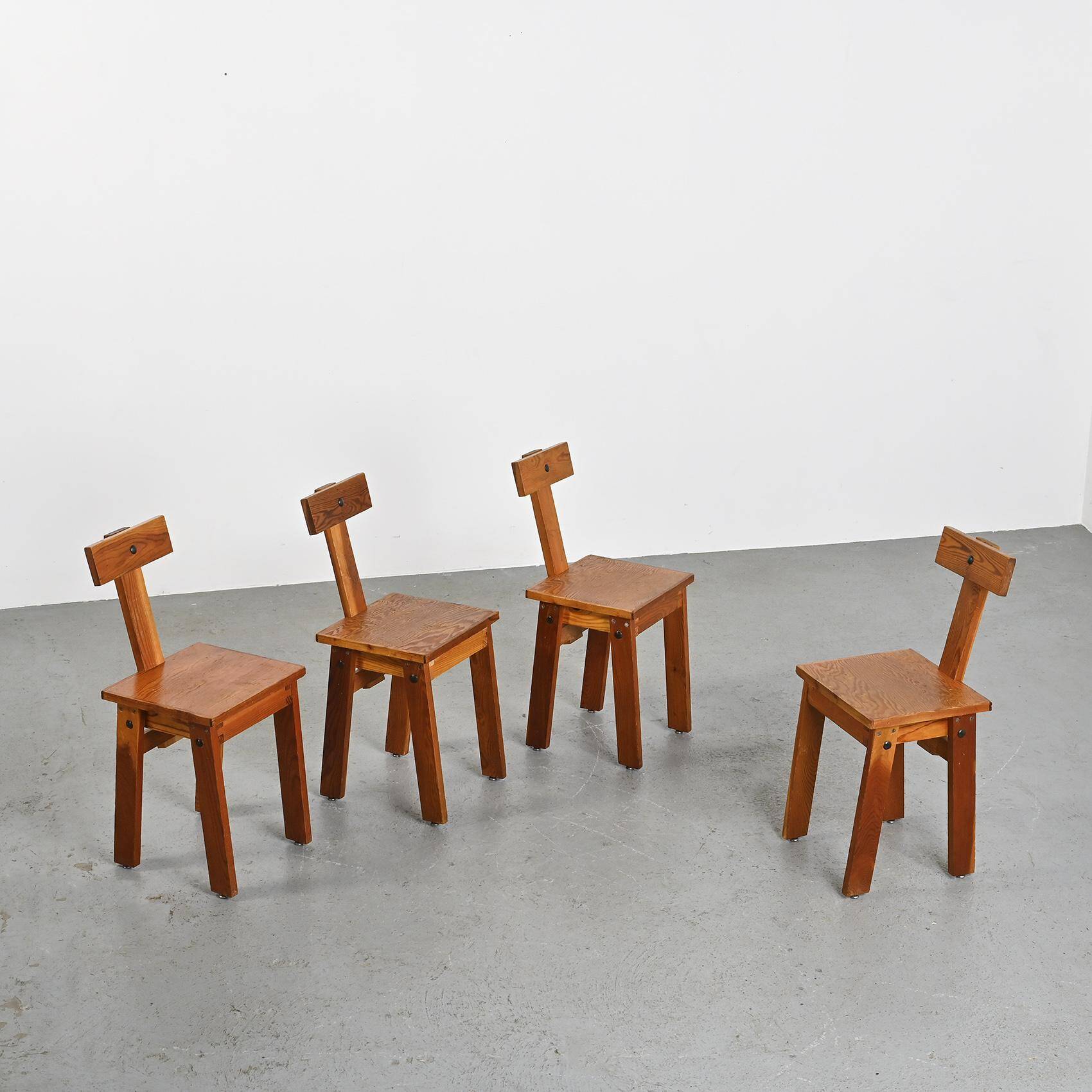 Set of four mountain chairs, La Plagne circa 1970
