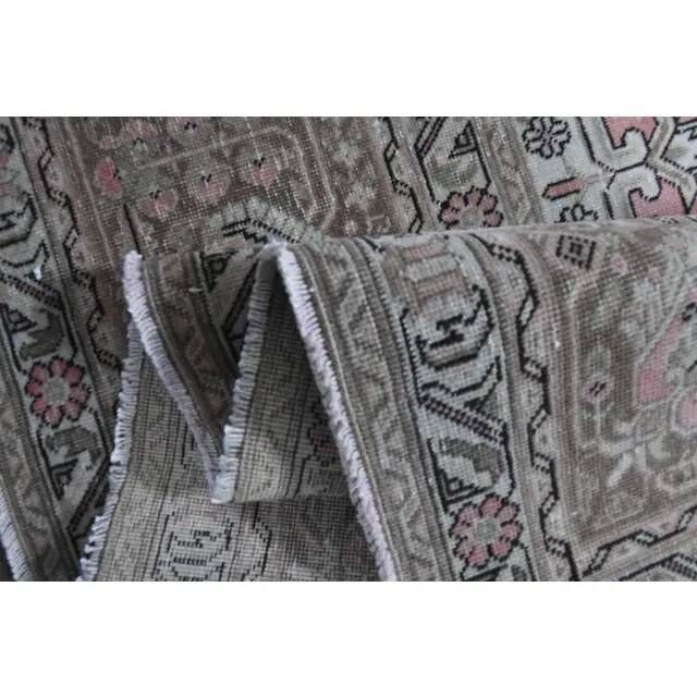 1960s Vintage Persian Handmade Wool Cotton Light Pink Area Rug 285x388