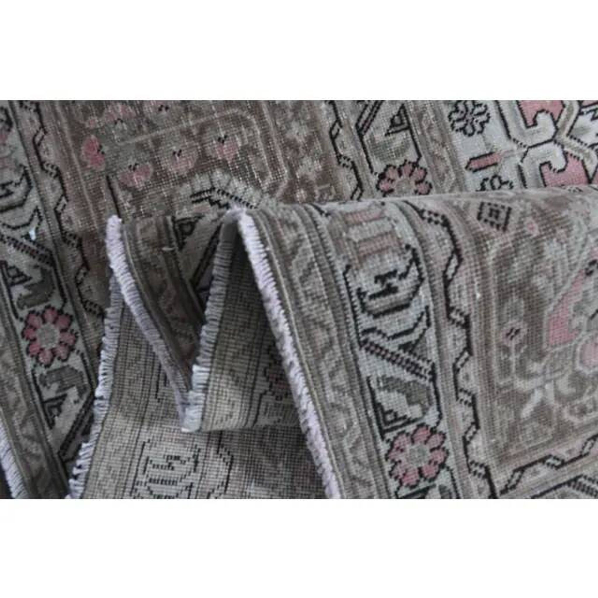 1960s Vintage Persian Handmade Wool Cotton Light Pink Area Rug 285x388
