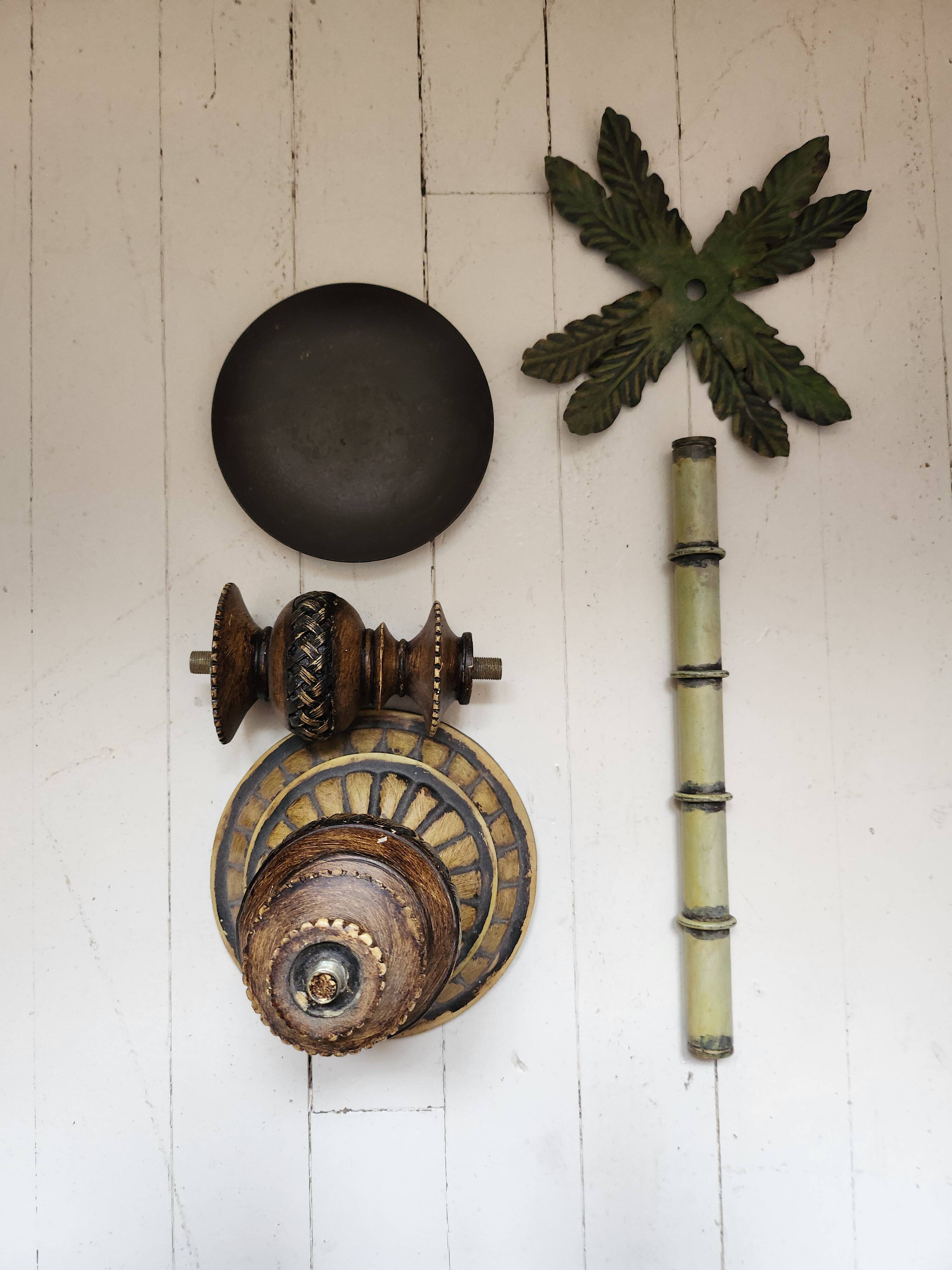 Wooden palm lamp bases or candle holders