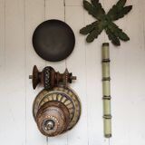Wooden palm lamp bases or candle holders