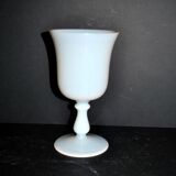 Ancient opaline white glass goblet with a soap bubble effect.