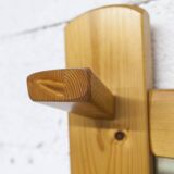 Wall-mounted coat rack, mountain style, pine, honey colour, 1970.