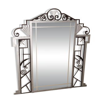 Art Deco trumeau mirror in steel