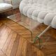 Vintage coffee table in curved corrugated tempered glass minimalist design