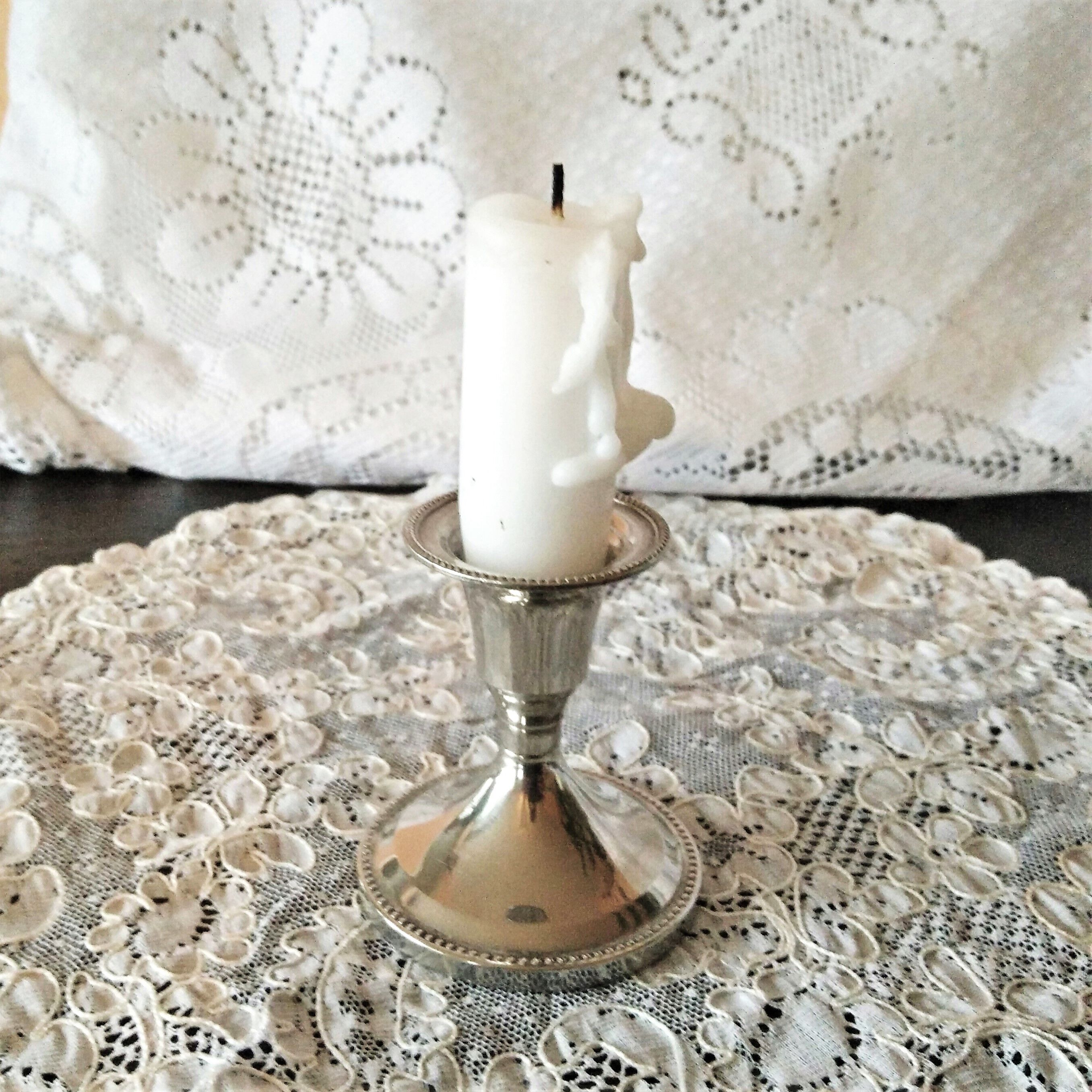 Candle holder chrome chrome beaded decoration