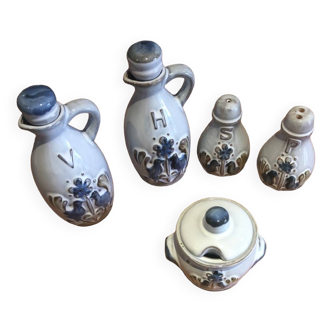 Servant 5 pieces in stoneware with Vintage bird decor