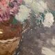 Antique painting, still life with lilacs and peonies signed Van der Berg circa 1950