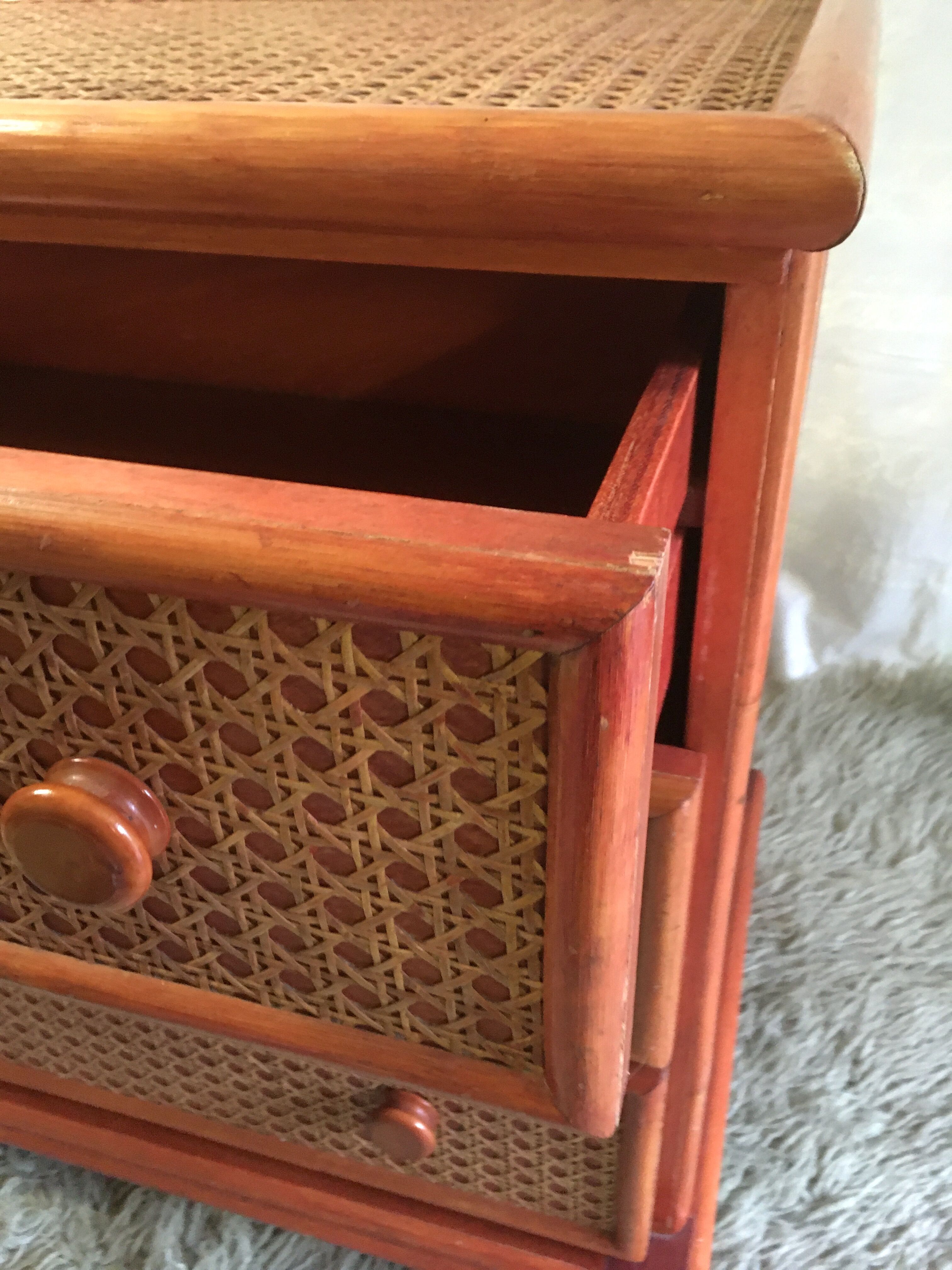 Chest of drawers wood and canning - 80s