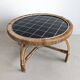 Round Black Tiled Rattan Coffee table 1960s
