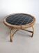 Table basse ronde en rotin et céramique noire, années 1960