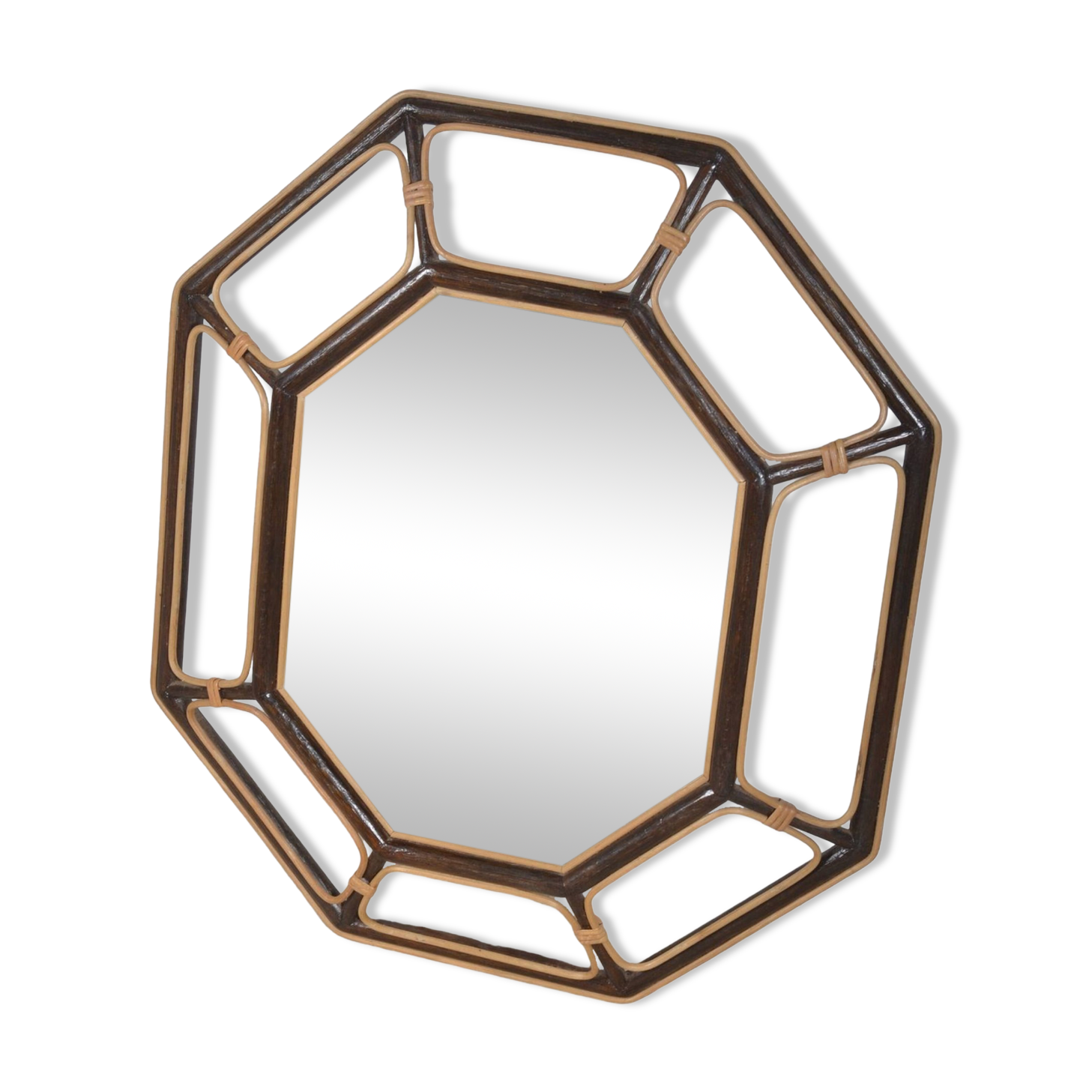 octagonal rattan mirror