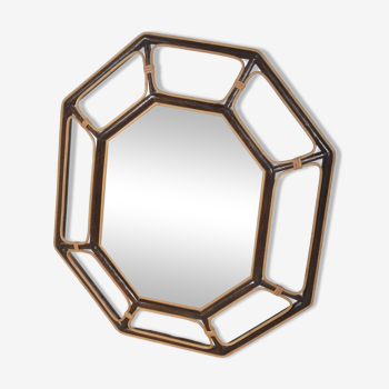 octagonal rattan mirror