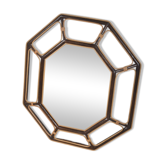 octagonal rattan mirror