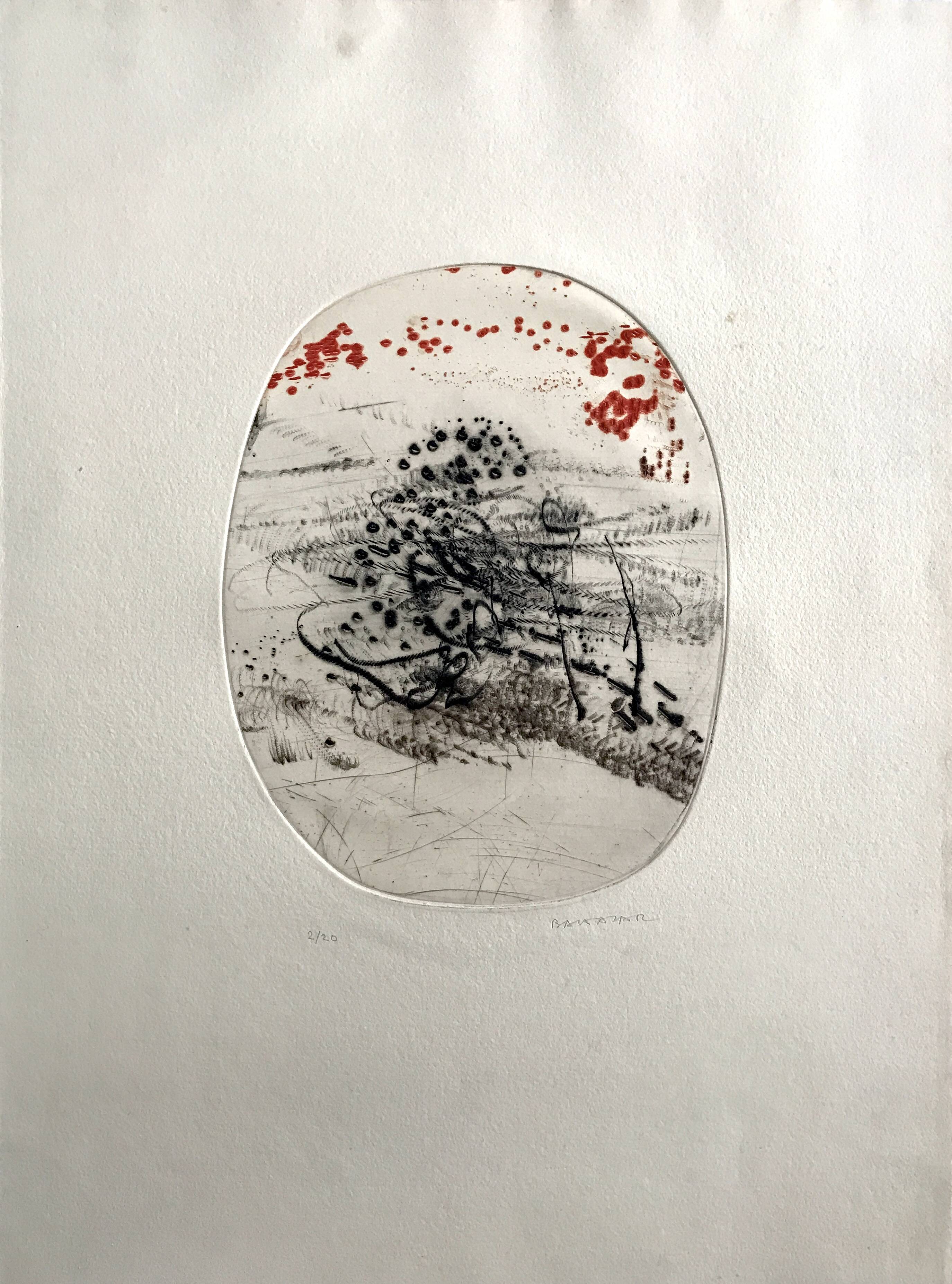 Original engraving signed in pencil by julius baltazar, untitled, circa 1990