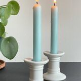 Pair of White Ceramic Candlesticks