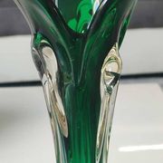 Murano glass art vase blown. Design in the shape of a trunk/floral base. Height 26 cm.
