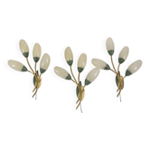 Set of 3 Vintage 1950s Wall Sconces in Floral Style, Italian Design