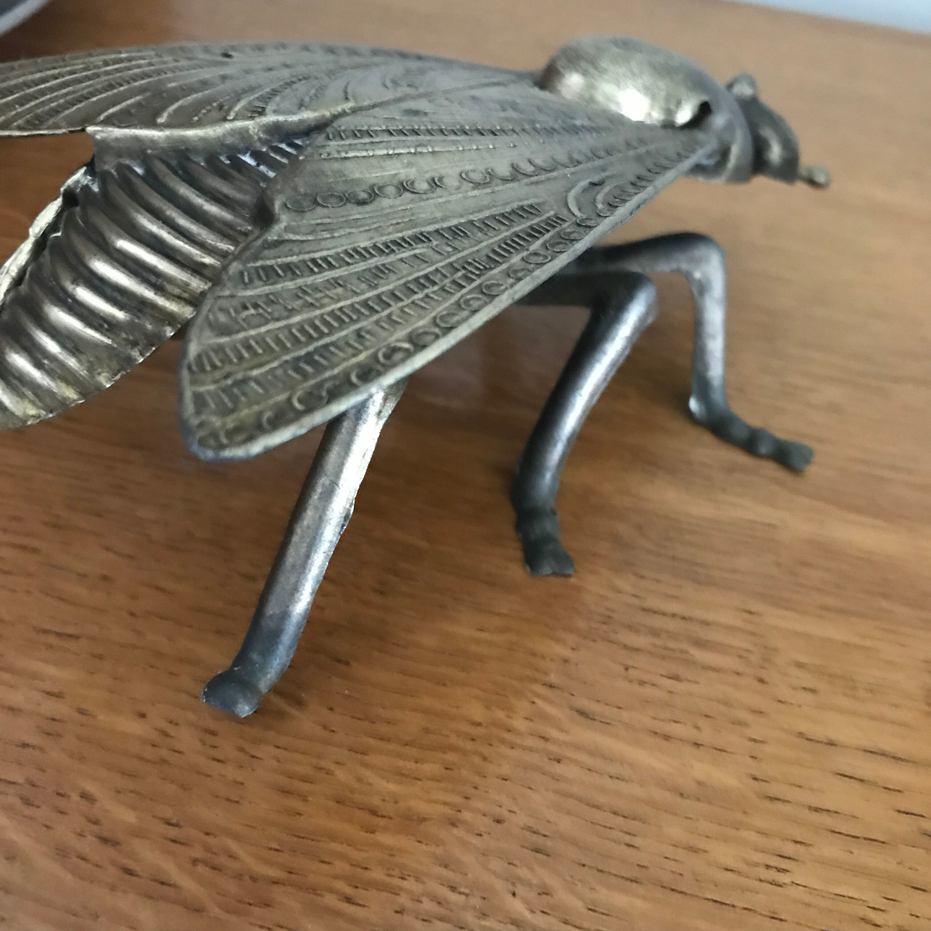 Vintage insect ashtray in gold metal