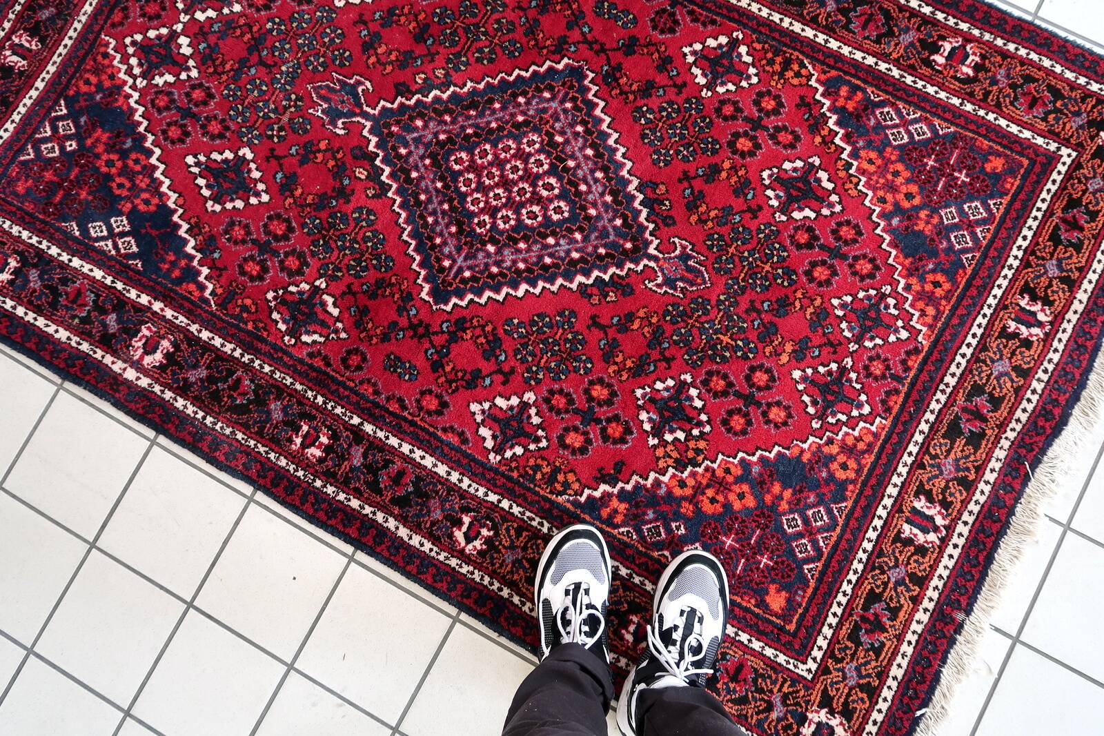 Tapis Vintage Hamadan Fait Main en Laine – Années 1970 – 136 x 205 cm – Rug