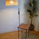 Vintage modernist reading floor lamp with table Poland 1960