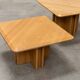 Ensemble de trois tables gigognes en chêne blond, années 80