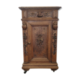 Bedside table carved in oak