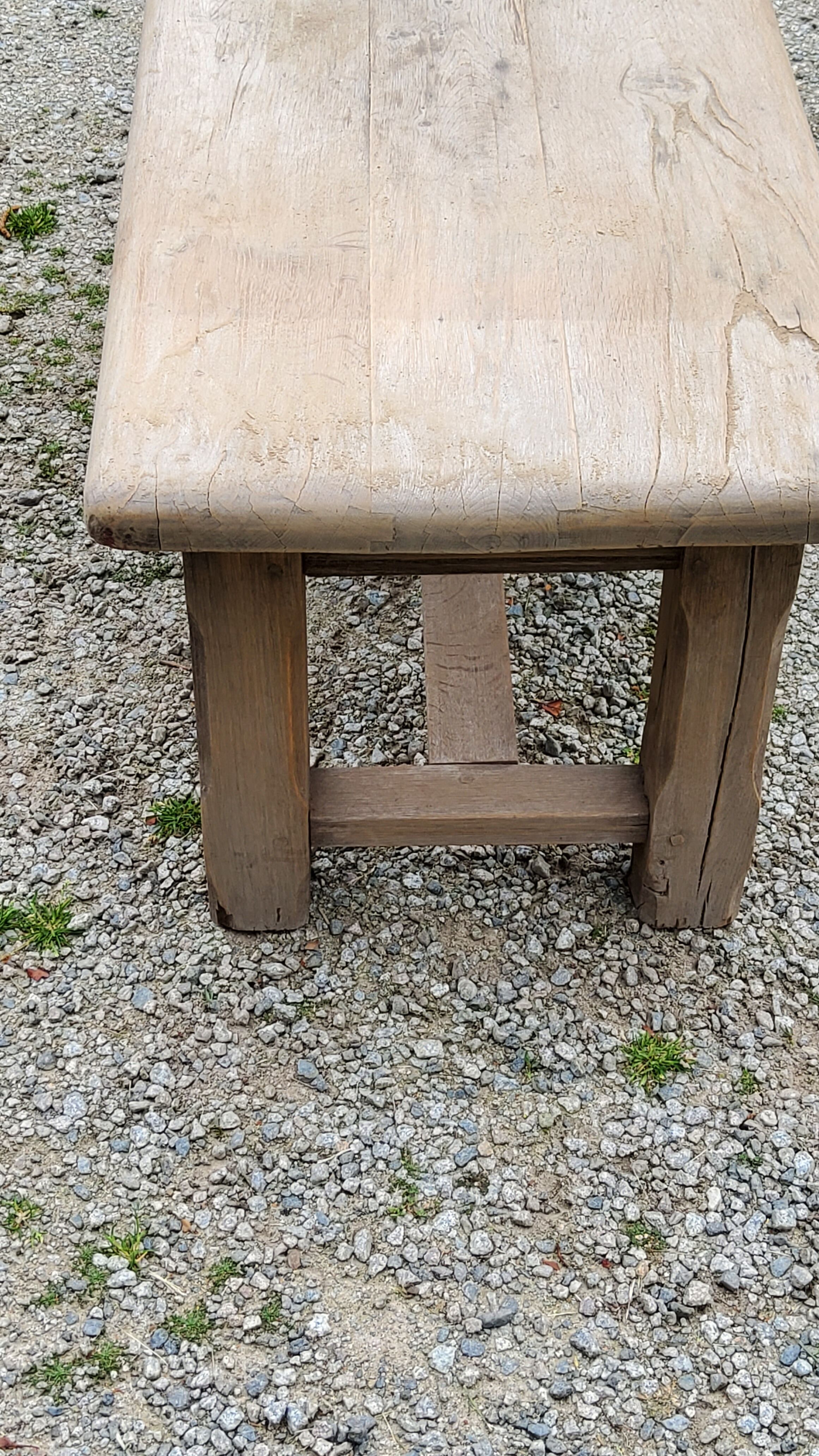 Old brutalist oak farmhouse coffee table