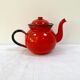 Red enamelled teapot from the 70s