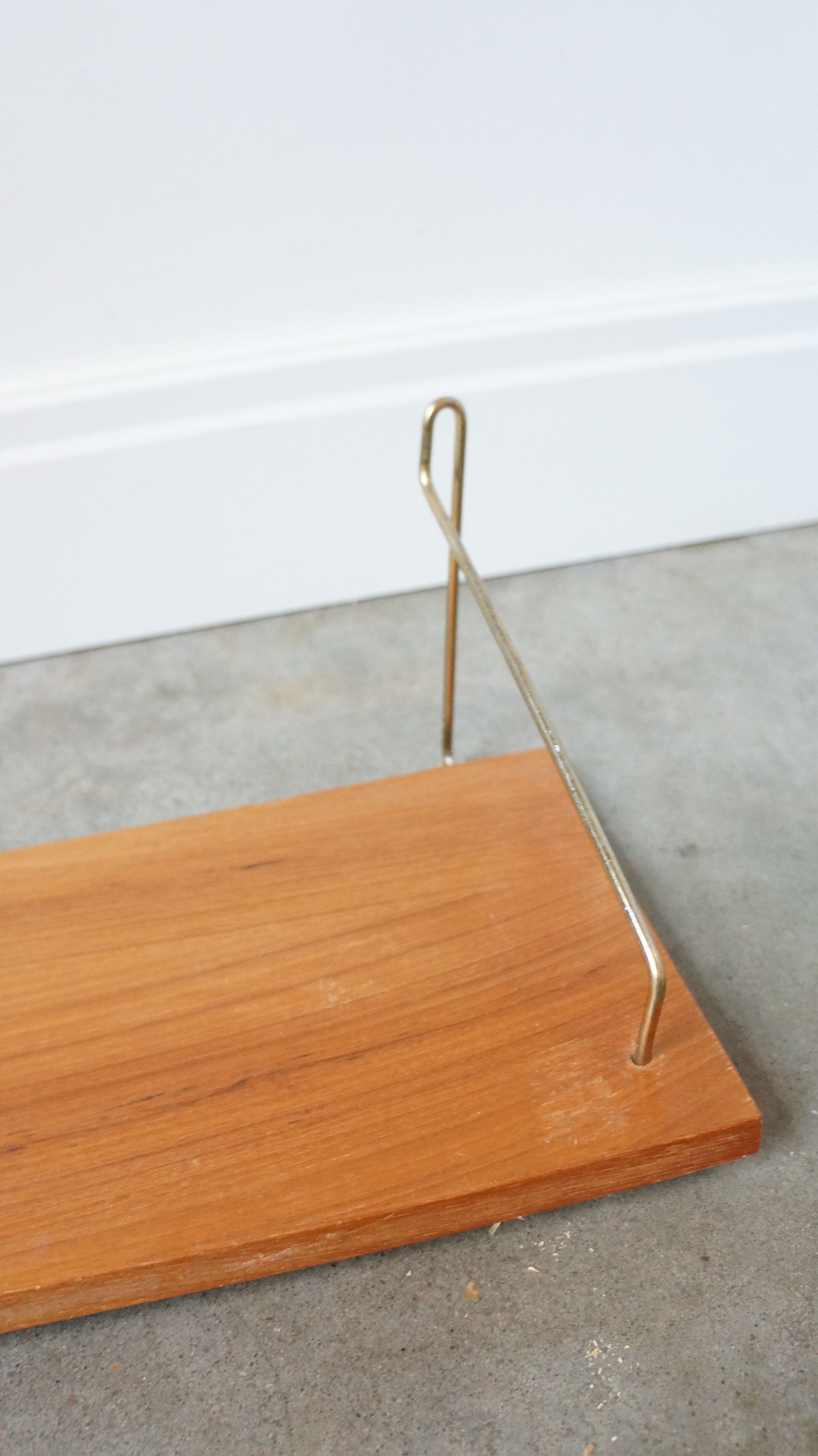 Vintage floating shelf teak brass brackets scandinavian