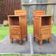 Vintage bedside tables with solid oak compass legs (pair)