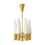 Midcentury brass and opaline ceiling lamp by Hans-Agne Jakobsson, Sweden, 1950s.
