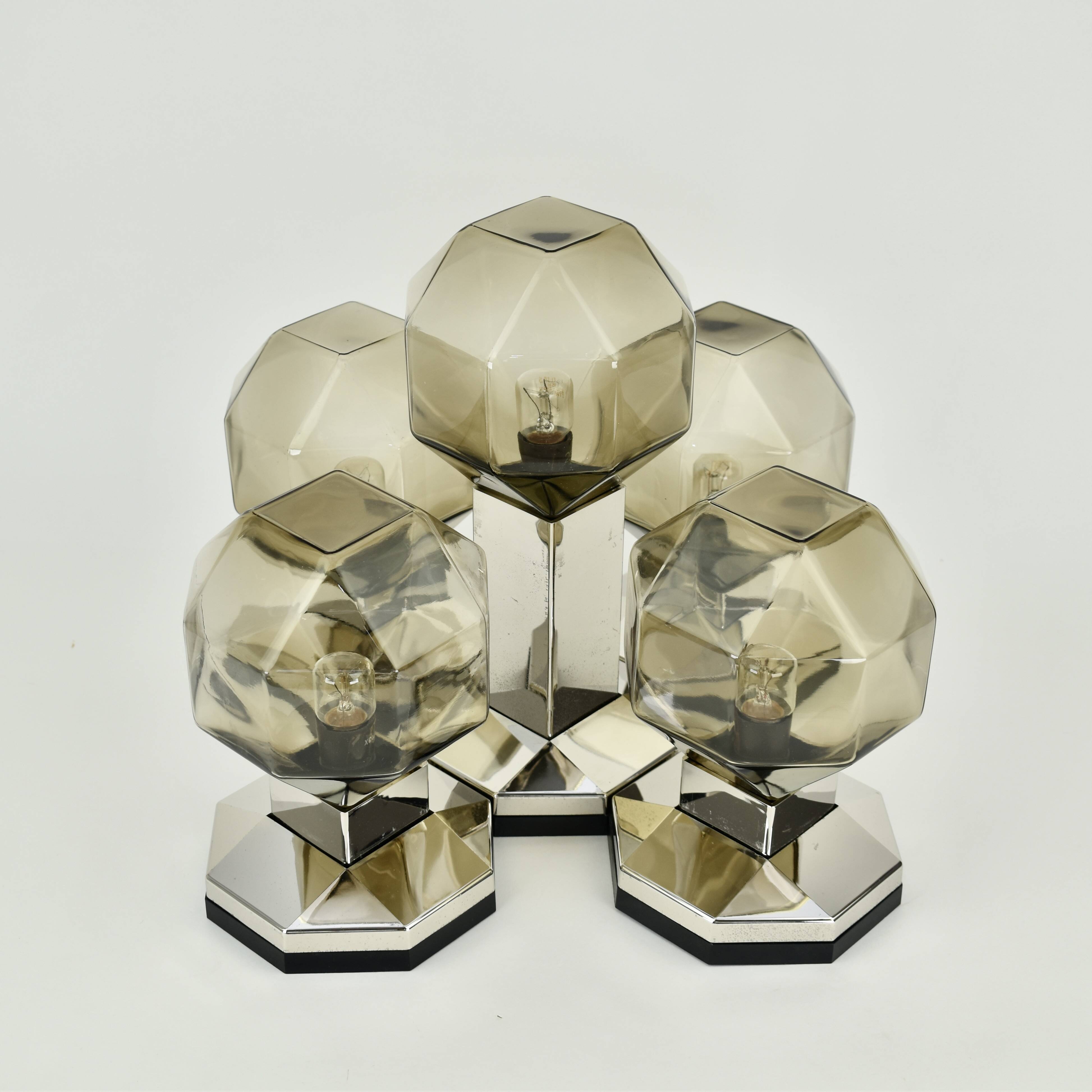 Motoko Ishii brass and glass ceiling light from the 1970s for Staff Leuchten