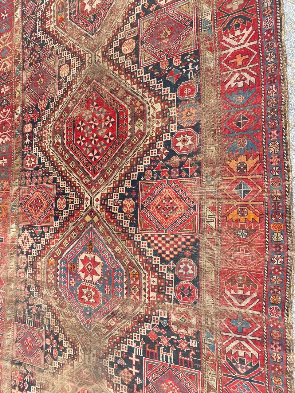 Antique carpet chirwan daghistan handmade 177x350 cm