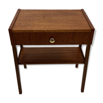 Vintage Compact Cabinet Bedside Table Teak Veneer 1960s