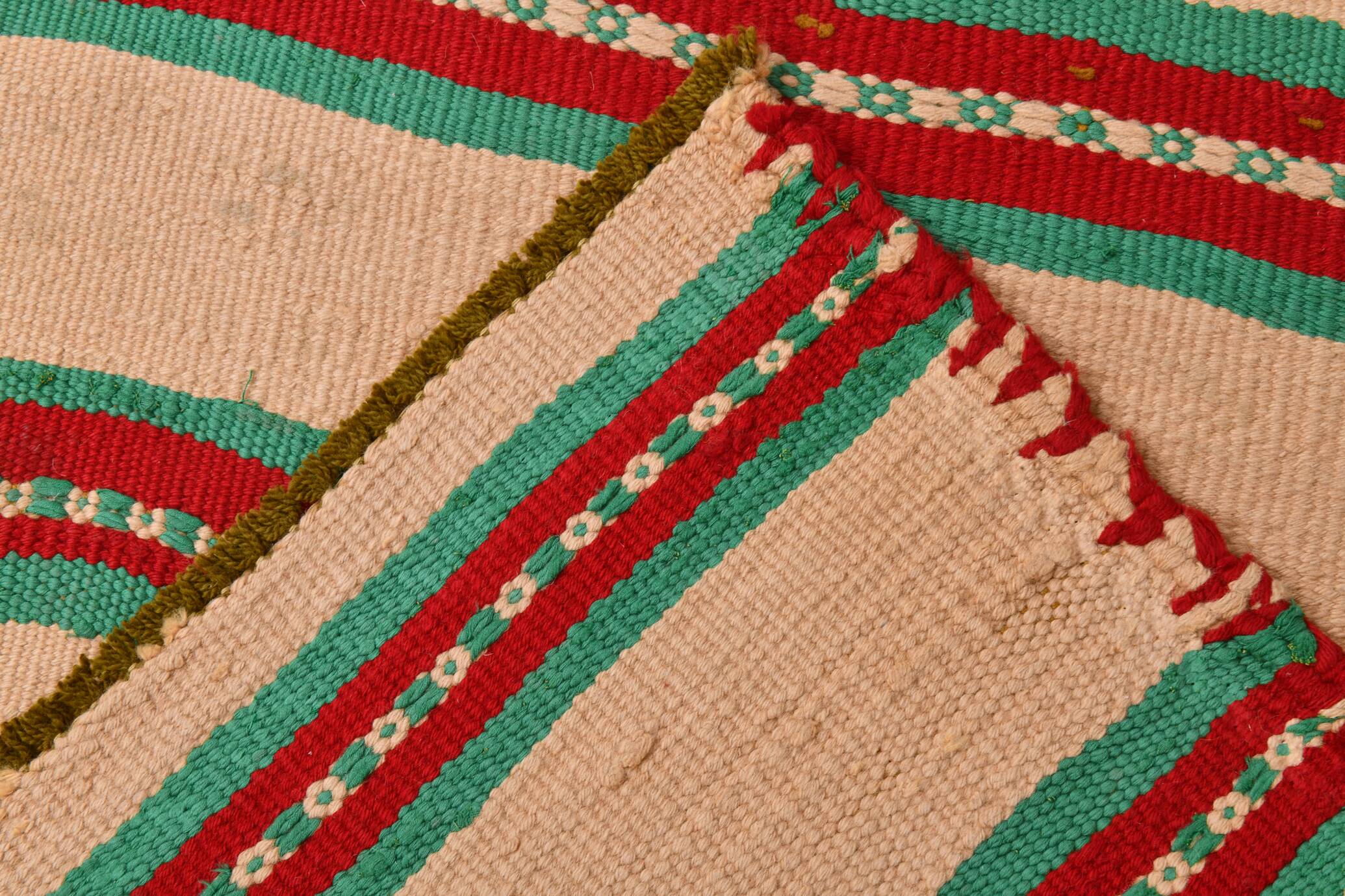 2x10 Striped Pattern Red Green Kilim Runner Rug, 79x323Cm