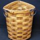 Antique vintage corner woven wooden basket umbrella holder / basket