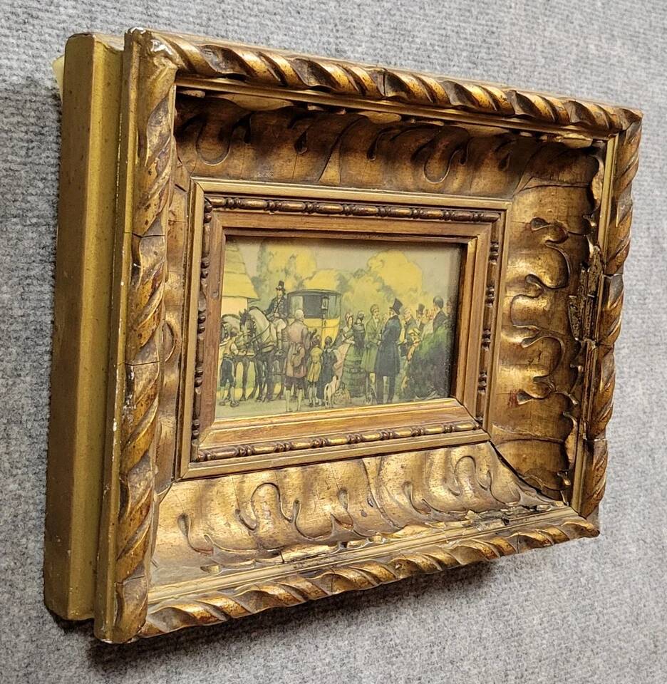 Watercolor painting of an animated scene from the late 19th century