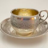Silver Cup and Saucer | 20th Century | Ribbon and Flower Garland