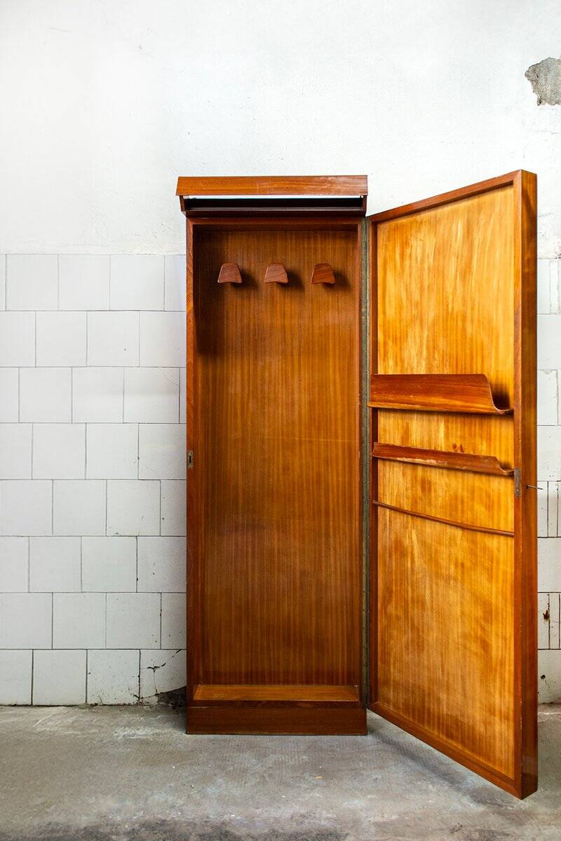 Specchio da ingresso vintage in teak, Italia, anni '50