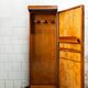 Specchio da ingresso vintage in teak, Italia, anni '50