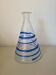 Conical glass vase/carafe blown with a blue spiral decoration.