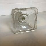 Square molded glass candle holder