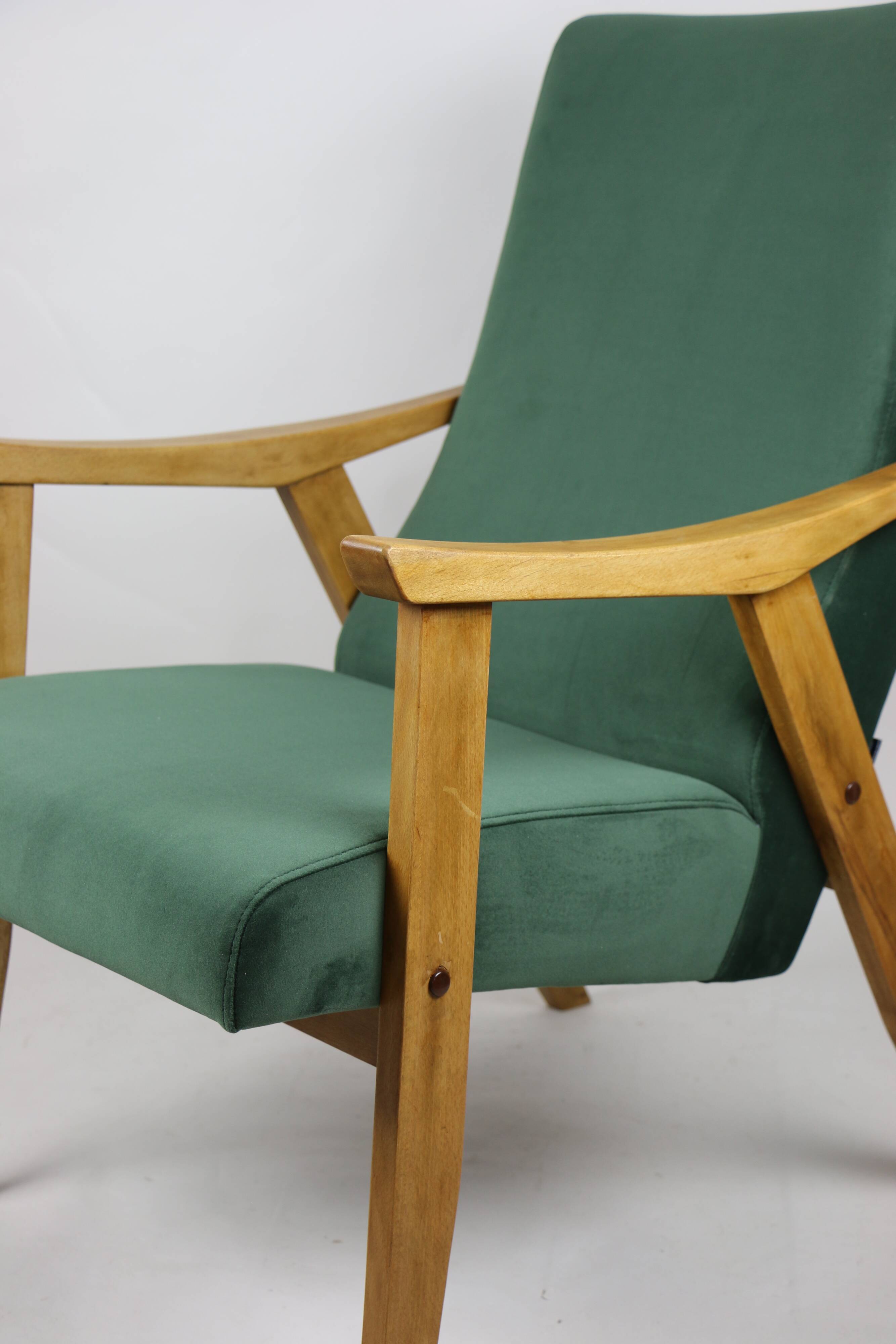 Vintage Velvet Green Armchair  1970s