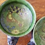 Duo of green cups with earthen pattern