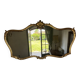 Grand miroir doré style Louis XV / rocaille avec fronton coquille