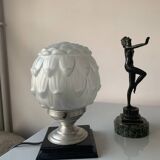 Old art deco molded glass table lamp