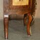 Vintage 1940s demi-lune buffet in burr walnut and satin wood.