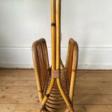 Vintage rattan magazine holder