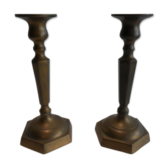 PAIR OF SMALL BRONZE CANDLESTICKS